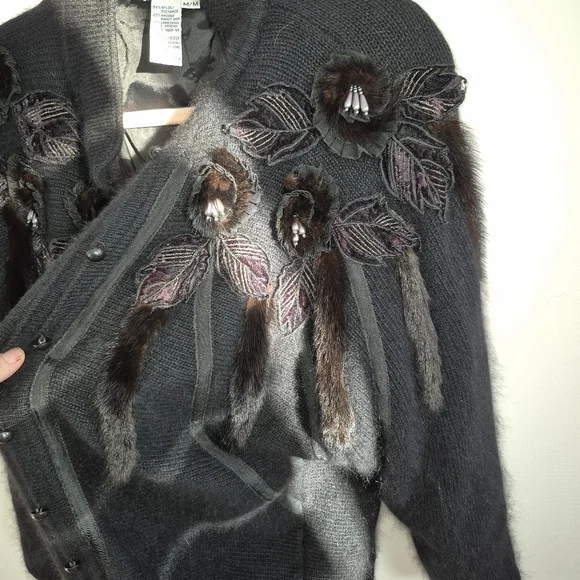 Stunning Angora Rabbit Fur Cardigan - Picture 3 of 6